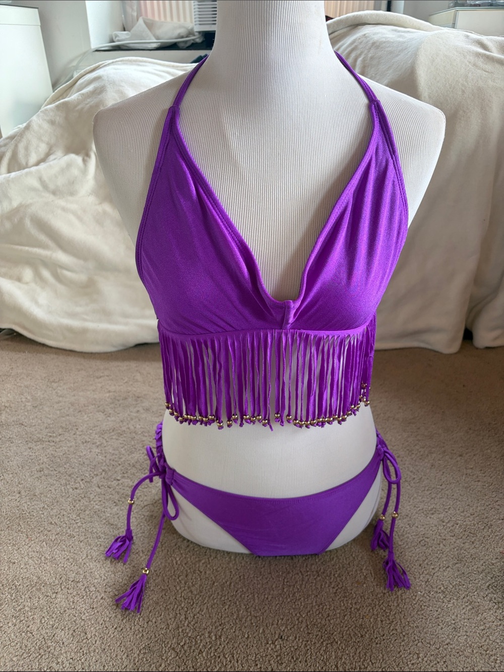 Simply Amazing Purple Fringe & Tassel Bikini